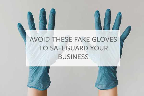 Professional putting on blue nitrile gloves