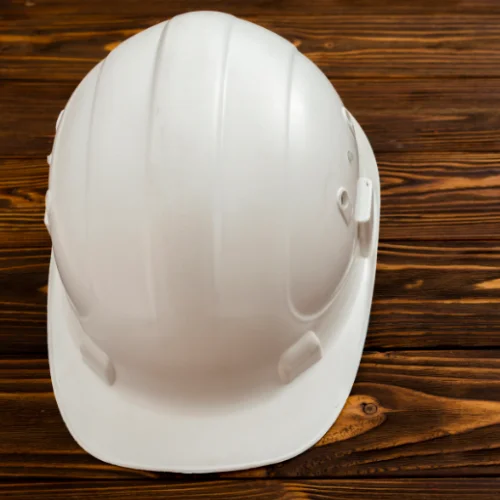 White Helmet on wood table