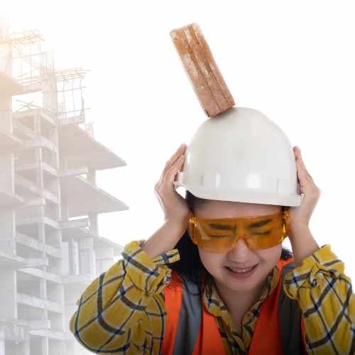 Stick Block Brick Fell On Engineers Head While Wearing Hard Hat