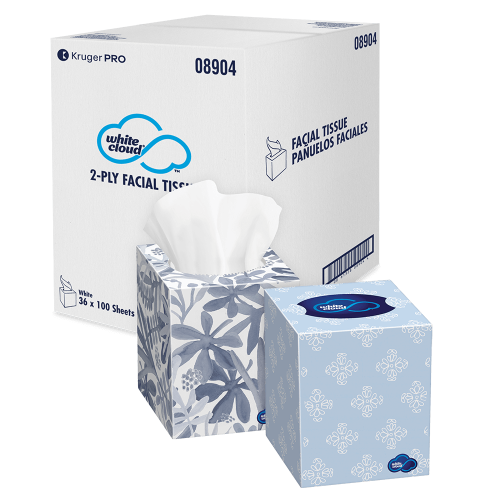 FACIAL TISSUE WHITE CLOUD  2 PLY CUBE BOX 100/BX 36/CASE