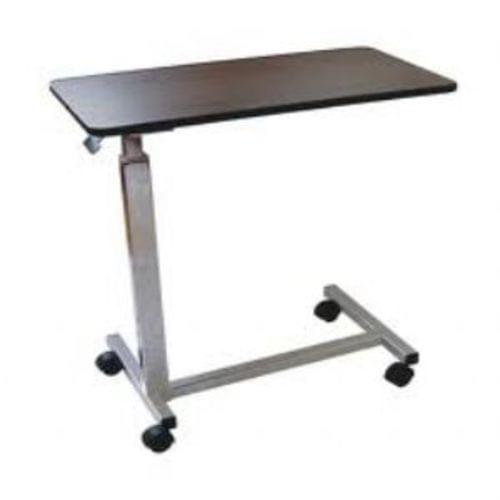 "Table,overbed,walnut,chrome base"