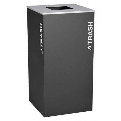 Square Trash, Steel, 36 Gal. Black Texture