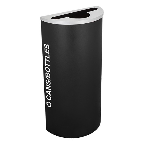 Half Round Cans/Bottles, Steel, 8 Gal. Black Texture
