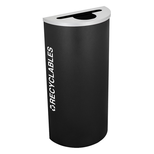 Half Round Recyclables, Steel, 8 Gal. Black Texture