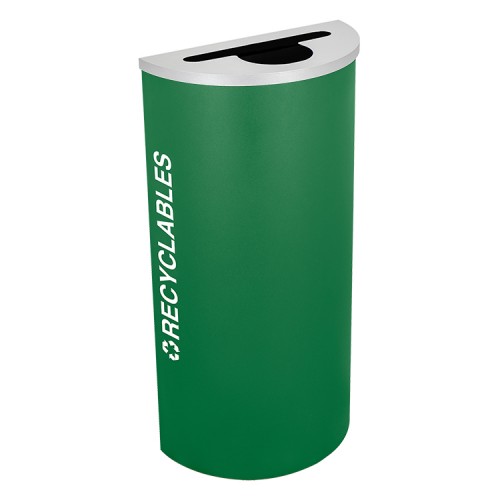 Half Round Recyclables, Steel, 8 Gal. Emerald Texture