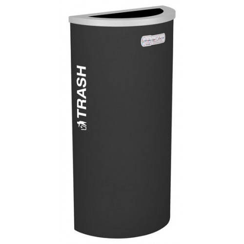 Half Round Trash, Steel, 8 Gal. Black Texture