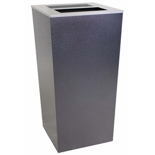 Metro 34 Gal Hammered Charoal trash receptacle with ASH cup