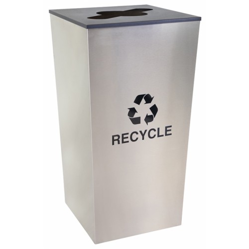 Recycle, Satin stainless steel, 34 gal with black texture lids