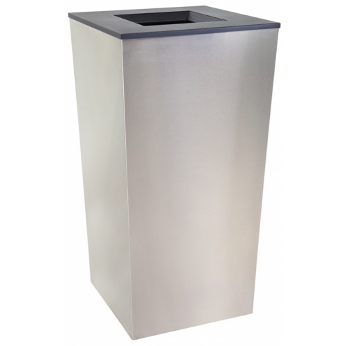 Trash, Satin stainless steel, 34 gal with black texture lids