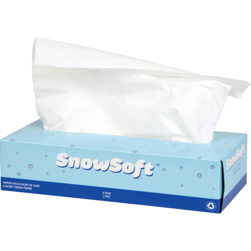Snow Soft FT10030 Premium Facial Tissue, 2 Ply, 7.87" L x 7.5" W, 100 Sheets/Box, 30/CS