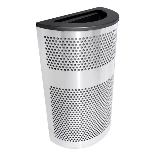 Half round perf stainless steel, 20 gal, black lid