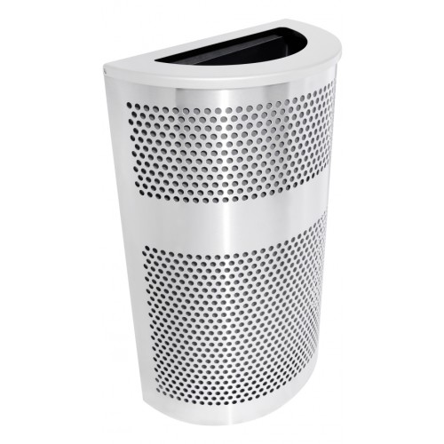 Half round perf stainless steel, 20 gal, platinum lid