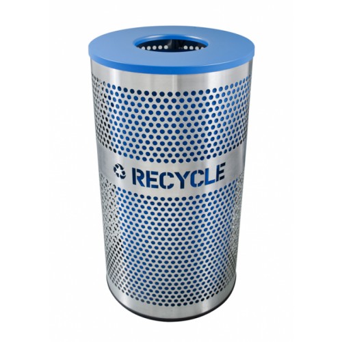 Recycling Recp., Stainless Steel, 33 Gal. SS w/RBLX lid