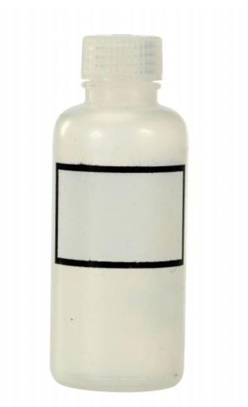 NARROW POLYPROPYLENE BOTTLE W/LABEL 4OZ
