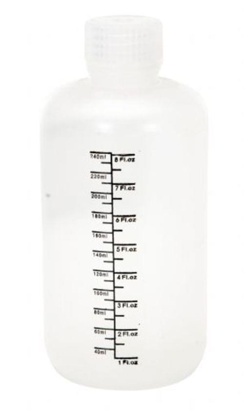 NARROW POLYPROPYLENE BOTTLE W/LABEL 8OZ