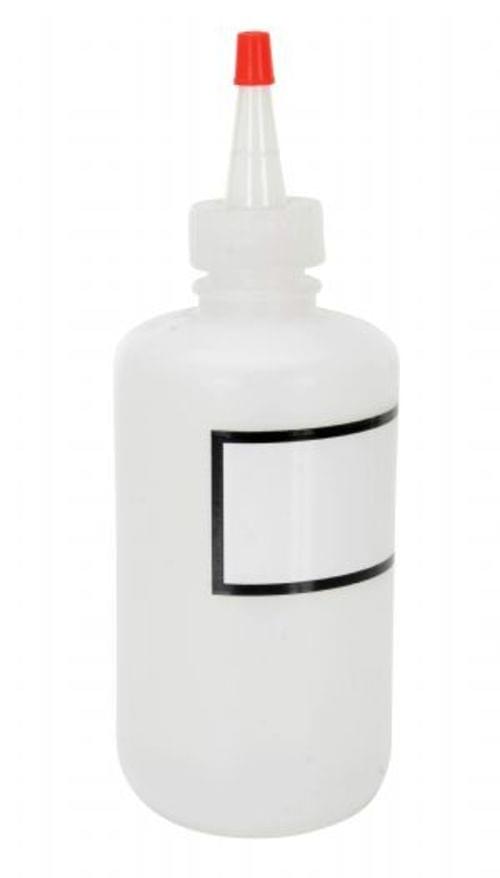 RED-CAP LDPE BOTTLE W/LABEL 8OZ