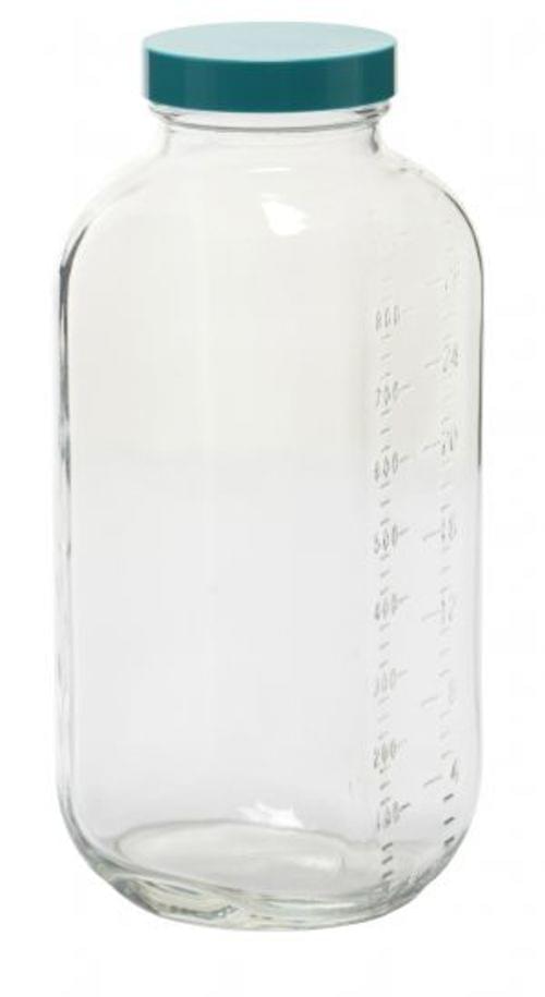 SQUARE GRADUATED GLASS BOTTLE 32OZ
