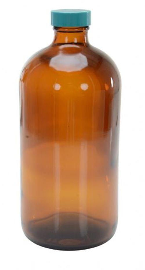 NARROW-MOUTH AMBER GLASS BOTTLE 32OZ