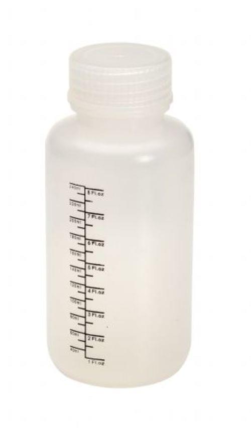 WIDE POLYPROPYLENE BOTTLE W/LABEL 8OZ