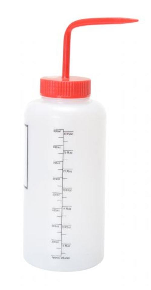 WIDE WASH BOTTLE W/LABEL RED 32OZ