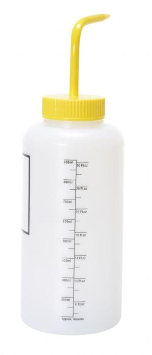 WIDE WASH BOTTLE W/LABEL YELLOW 32OZ