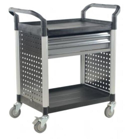 COMMERCIAL CART 33X19 2-SHELF W/ DRAWERS