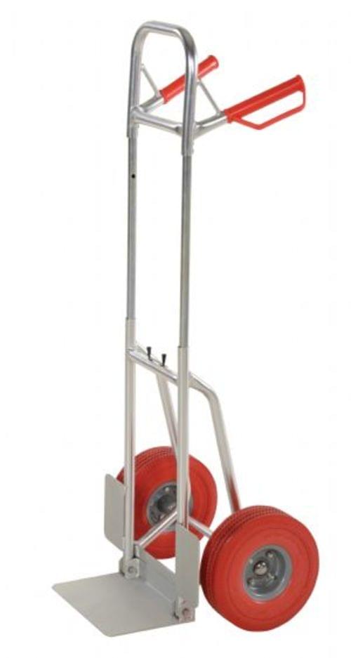 FOLD-DOWN ALUMINUM HAND TRUCK-RED URETH
