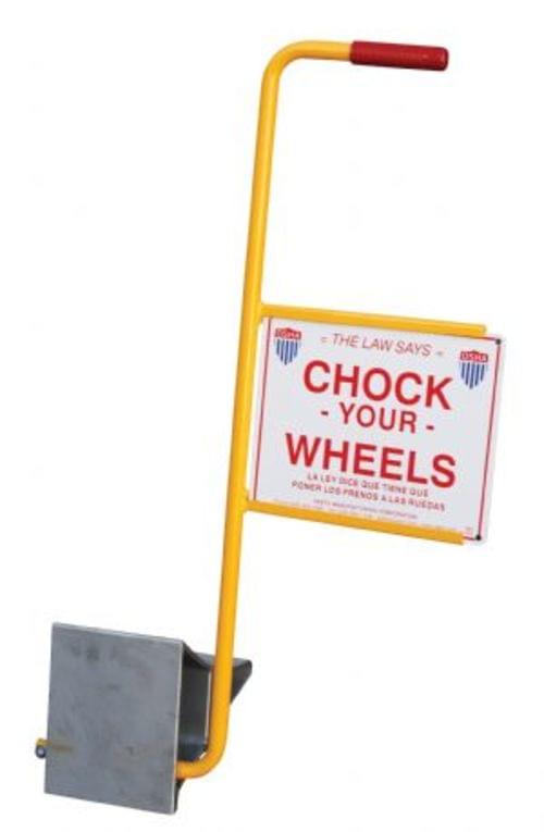 ALUMINUM WHEEL CHOCK WITH HANDLE & SIGN
