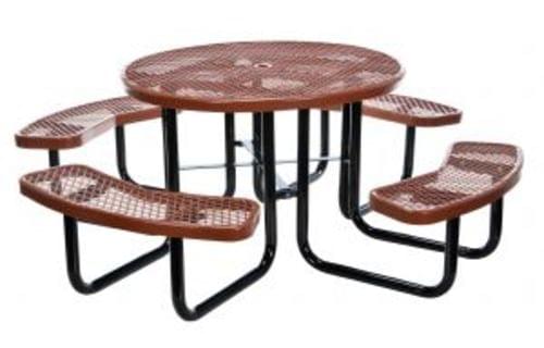 METAL ROUND PICNIC TABLE-81-1/4 IN BROWN