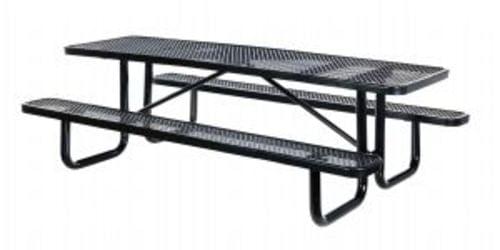 METAL RECTANGLE PICNIC TABLE-96 IN BLACK