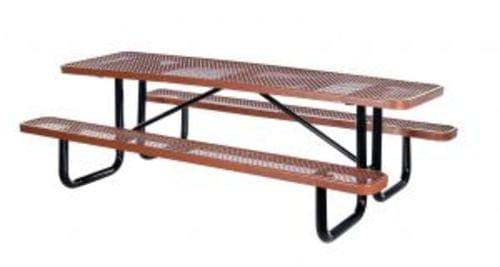 METAL RECTANGLE PICNIC TABLE-96 IN BROWN