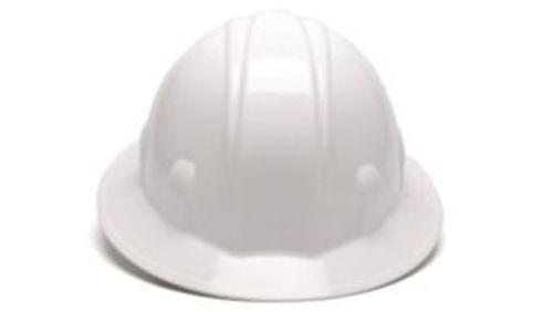 Hard Hat White-Full Brim 4 Pt Ratchet Suspension