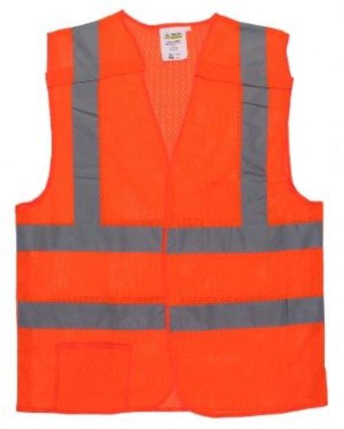 Safety Vest Orange with 2'' Silver Reflective Stripes Size 3XL