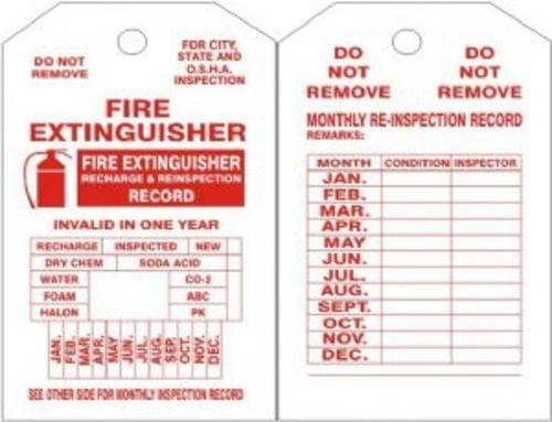 Vinyl Tag Fire Extinguisher Inspection