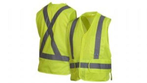 Standard Safety Vest Hi-Vis Lime Breakaway Size Medium adjusts to XL