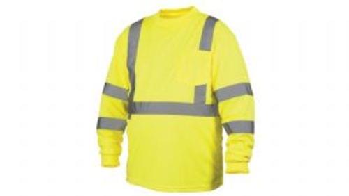 Shirt Long Sleeve Hi-Vis Lime with 2'' Reflective Stripes Size 2XL