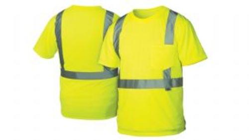 Shirt Short Sleeve Hi-Vis Lime with 2'' Reflective Stripes Size 2XL