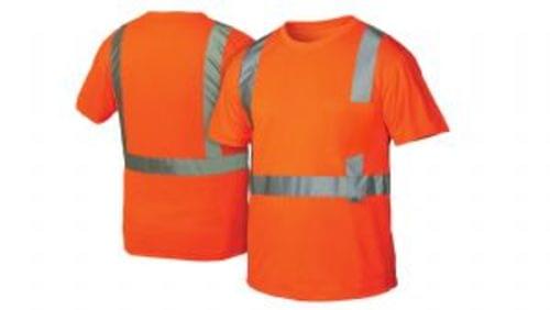 Shirt Short Sleeve Hi-Vis Orange Lime with 2'' Reflective Stripes Size 2XL with Harbor Logo Center Back