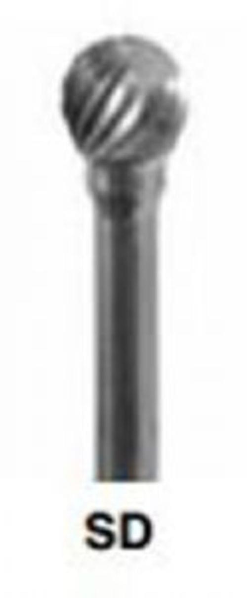 Alfa Tools SD-51 Mini Carbide Bur, Ball Shaped, Single Cut, 1/4'' Head, 1/8'' Shank