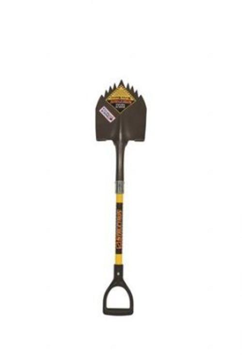 Structron Super Shovel, 29'' Yellow Fiberglass Handle, Poly D-Grip