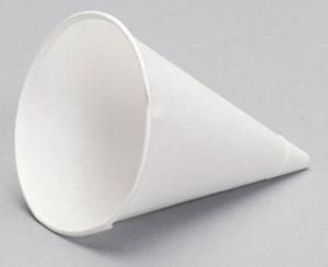 Rolled Rim Paper Cone Water Cup, White, 4 oz, 1/CS/5000