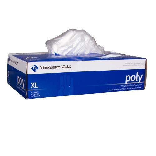 Prime Source® Poly Blown Glove, Clear, X-Large, 1/CS/2000