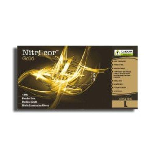 NITRI-COR GOLD NITRILE, EXAM GRADE, POWDER FREE, TEXTURED, 4-MIL, 10 BOXES OF 100