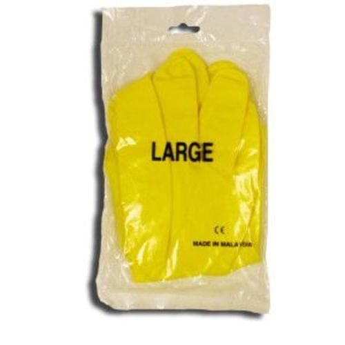 YELLOW FLOCK LINED-LATEX, ROLLED CUFF, ONE PAIR/POLYBAG, ECONOMY WEIGHT
