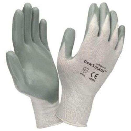 COR-TOUCH 13-GAUGE, WHITE NYLON SHELL, GRAY FLAT NITRILE PALM COATING