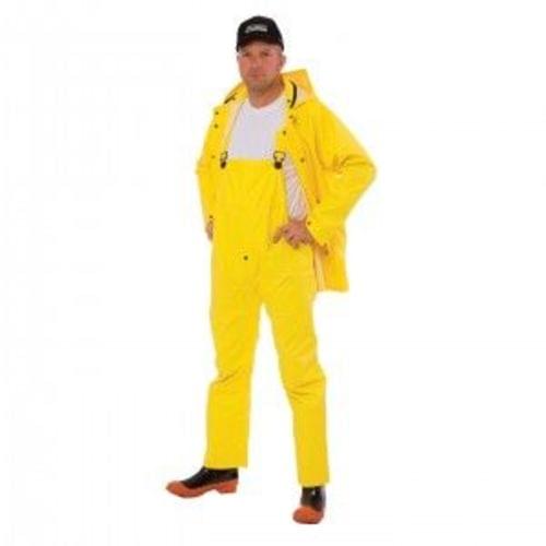 STORMFRONT .35 MM PVC/POLYESTER, YELLOW 2-PIECE RAIN SUIT, STORM FLY FRONT WITH ZIPPER/SNAP BUTTONS