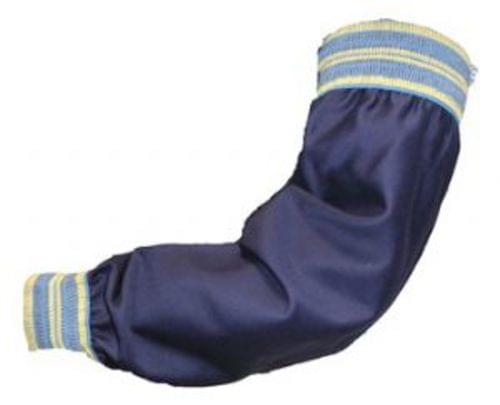 COTTON FLAME RETARDANT  FR7A  9 oz., blue flame retardant cotton sleeves. 18inch length. 2 1/4inch wide external elastic at both ends. Made from flame retardant cotton, washable, 100% cotton  FR7A