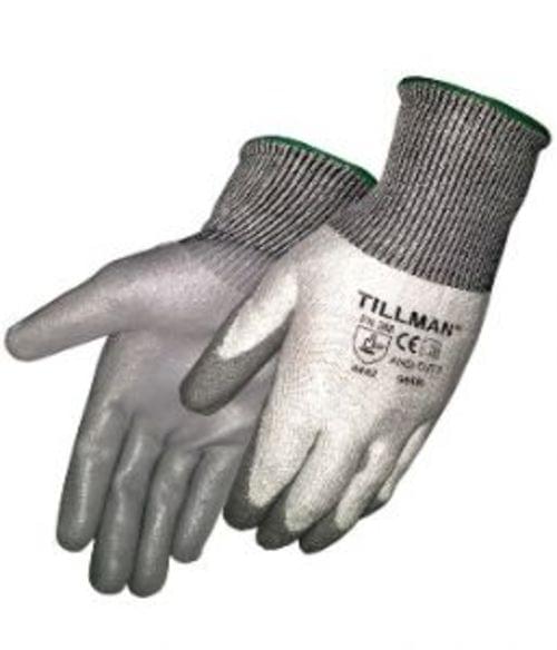 COATED HPPE/POLYURETHANE 13 gauge Wooltran cut resistant fiber shell. Specially engineered fiber meets cut resistance CE EN388 level 3.