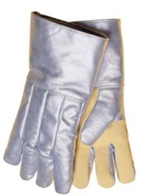 HIGH HEAT ACK/FLEXTRA  14inch Aluminized Carbon Kevlar (ACK) back. Flextra palm. Double wool lined for greater insulation. Designed for handling not welding.