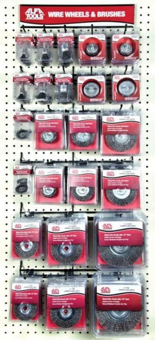 72 PC WIRE WHEEL AND BRUSH MERCHANDISER